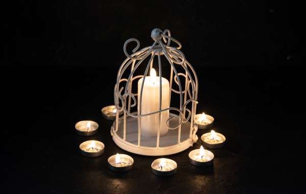 black cage candle holder